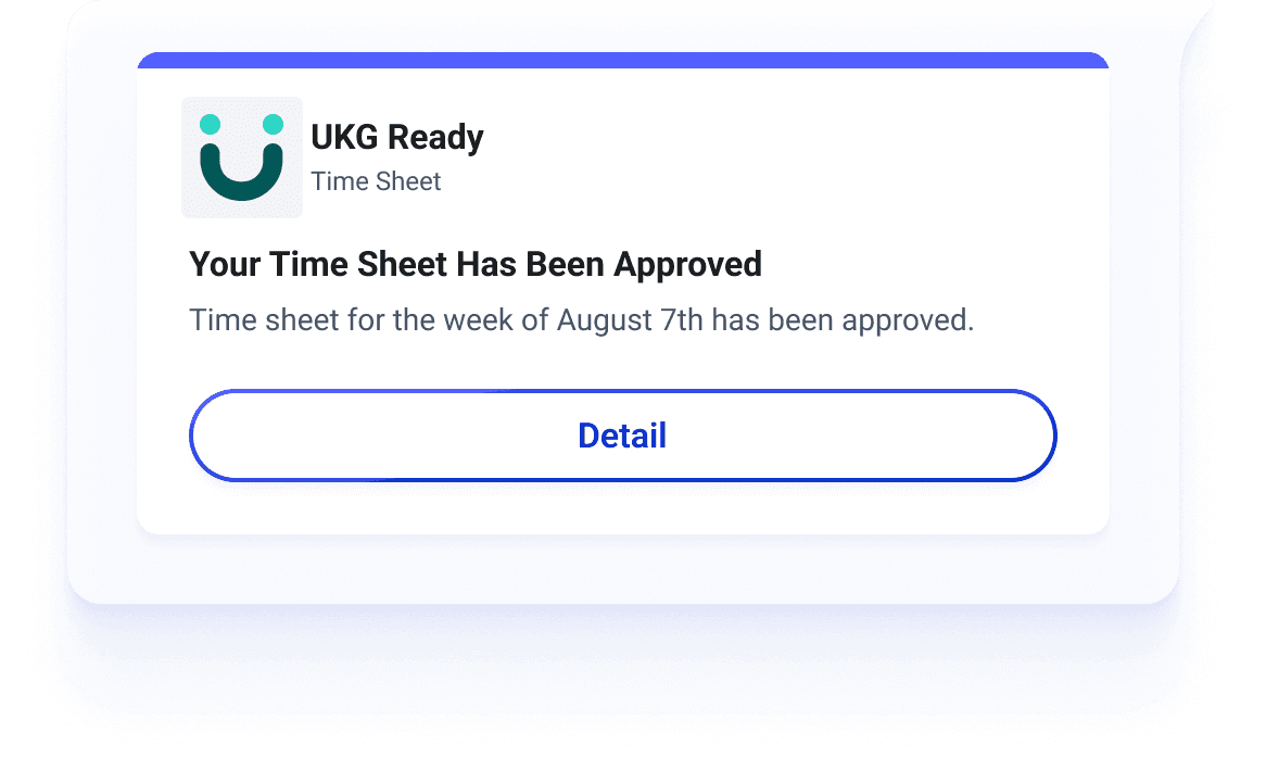 UKG Ready time sheet approval notification