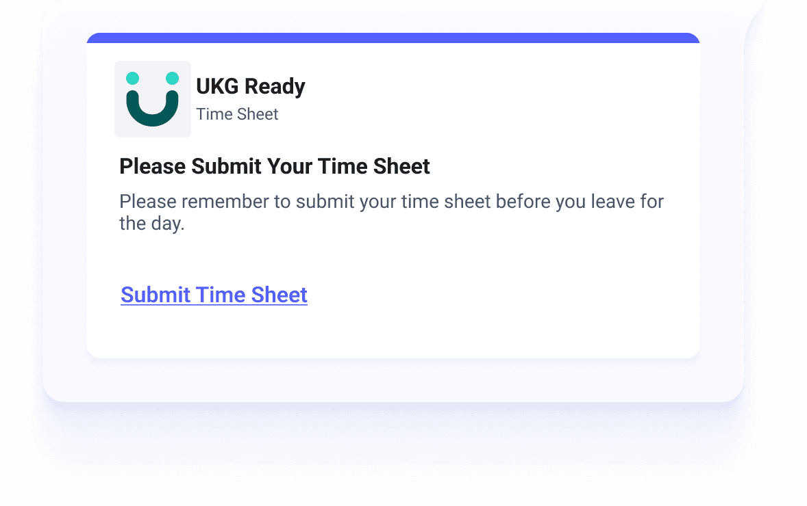 UKG Ready time sheet reminder