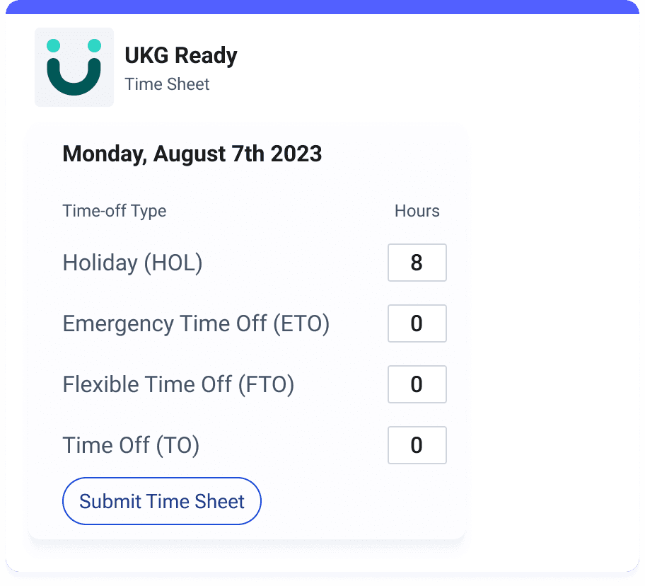 Submit time sheet app
